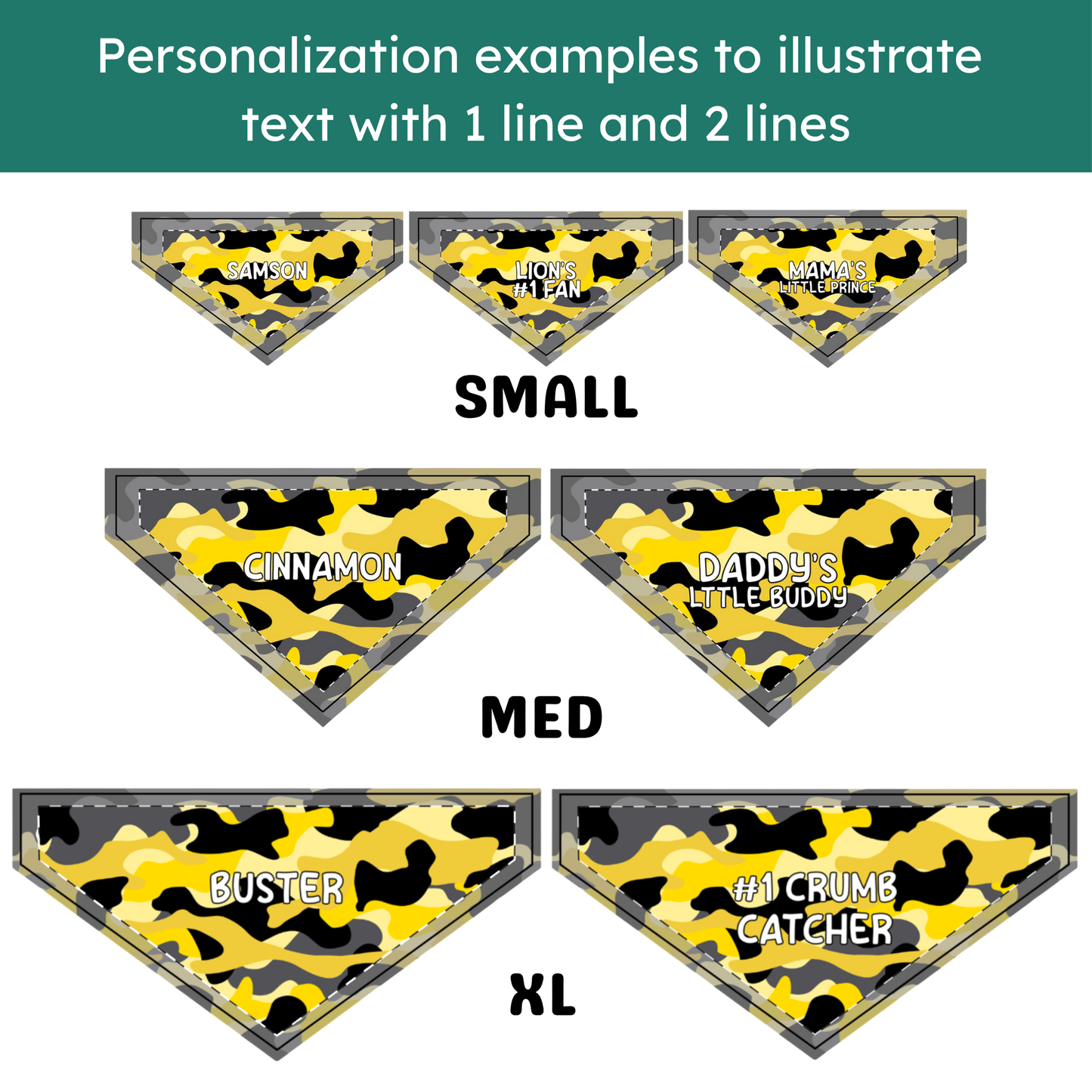 Personalized Clip-on Pet Bandana - Black & Yellow Plaid