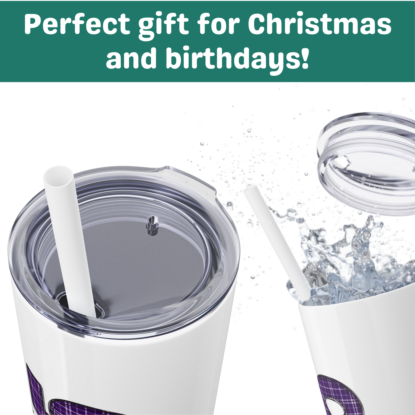 Skinny Tumbler with Straw - Purple & Yellow 2025