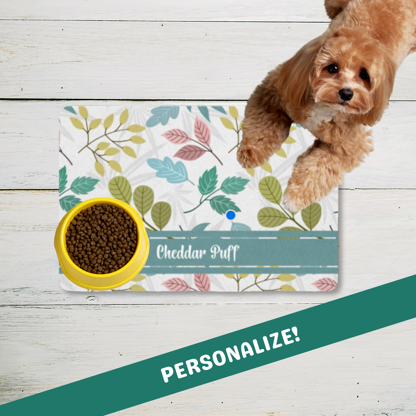 Custom Pet Food Mat - Whispering Leaves