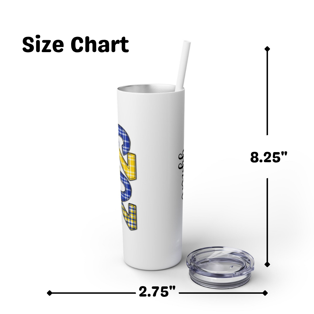 Skinny Tumbler with Straw - Royal Blue & Yellow 2025