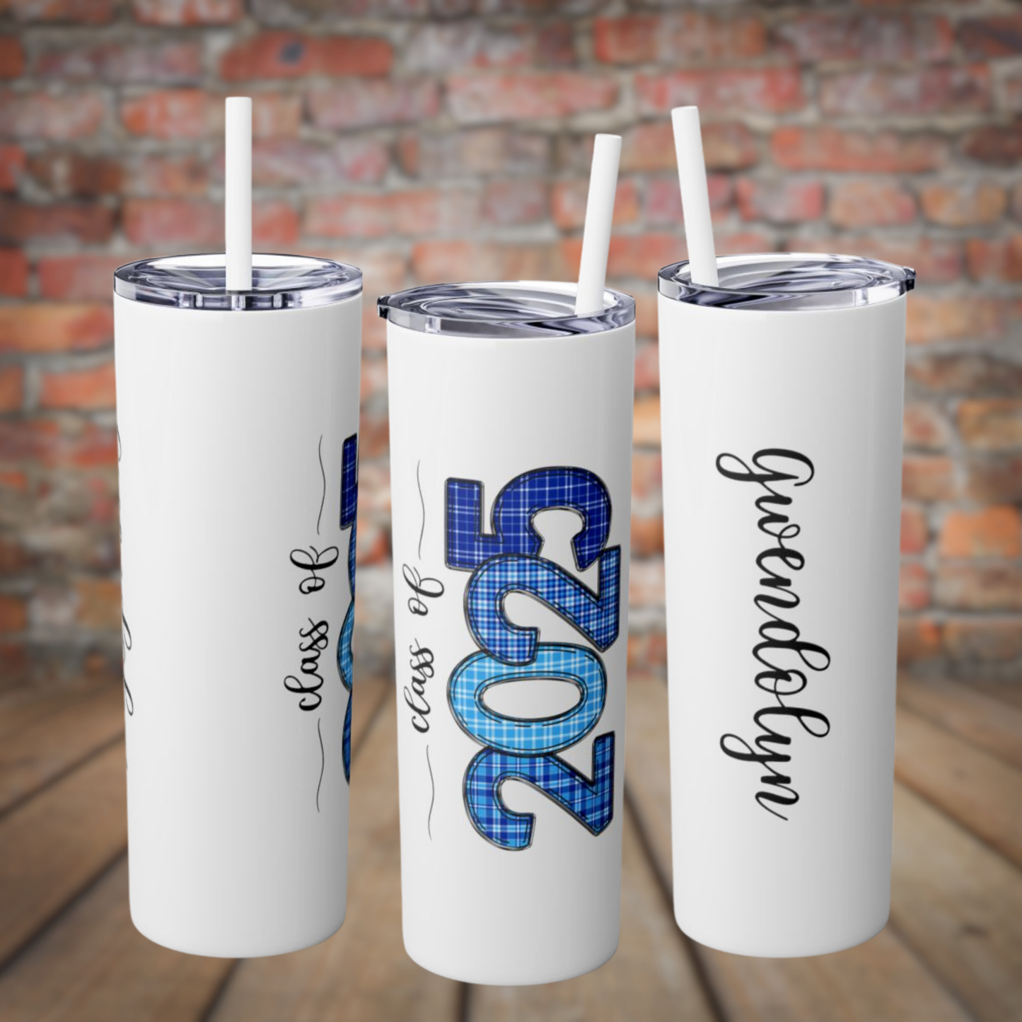 Skinny Tumbler with Straw - Royal & Vivid Azure Blue 2025