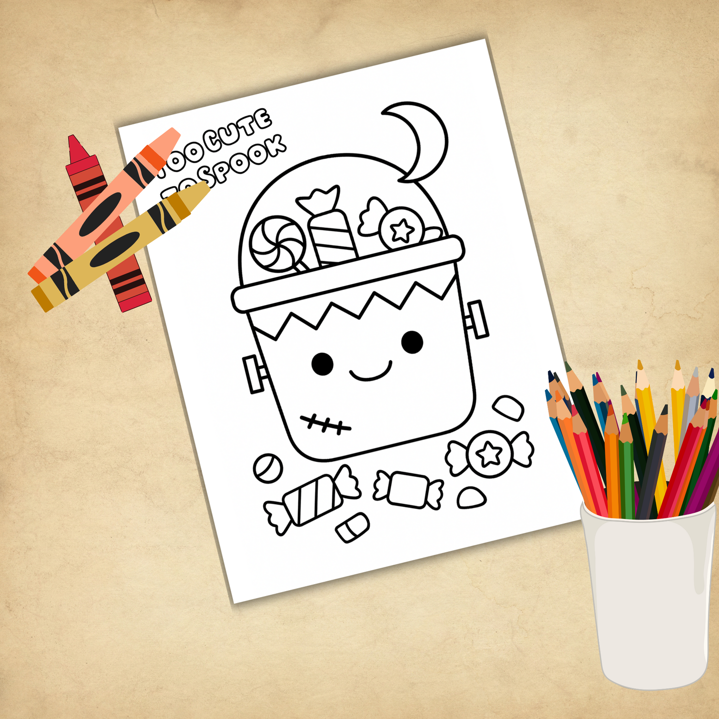 Too Cute to Spook Halloween Coloring Pages