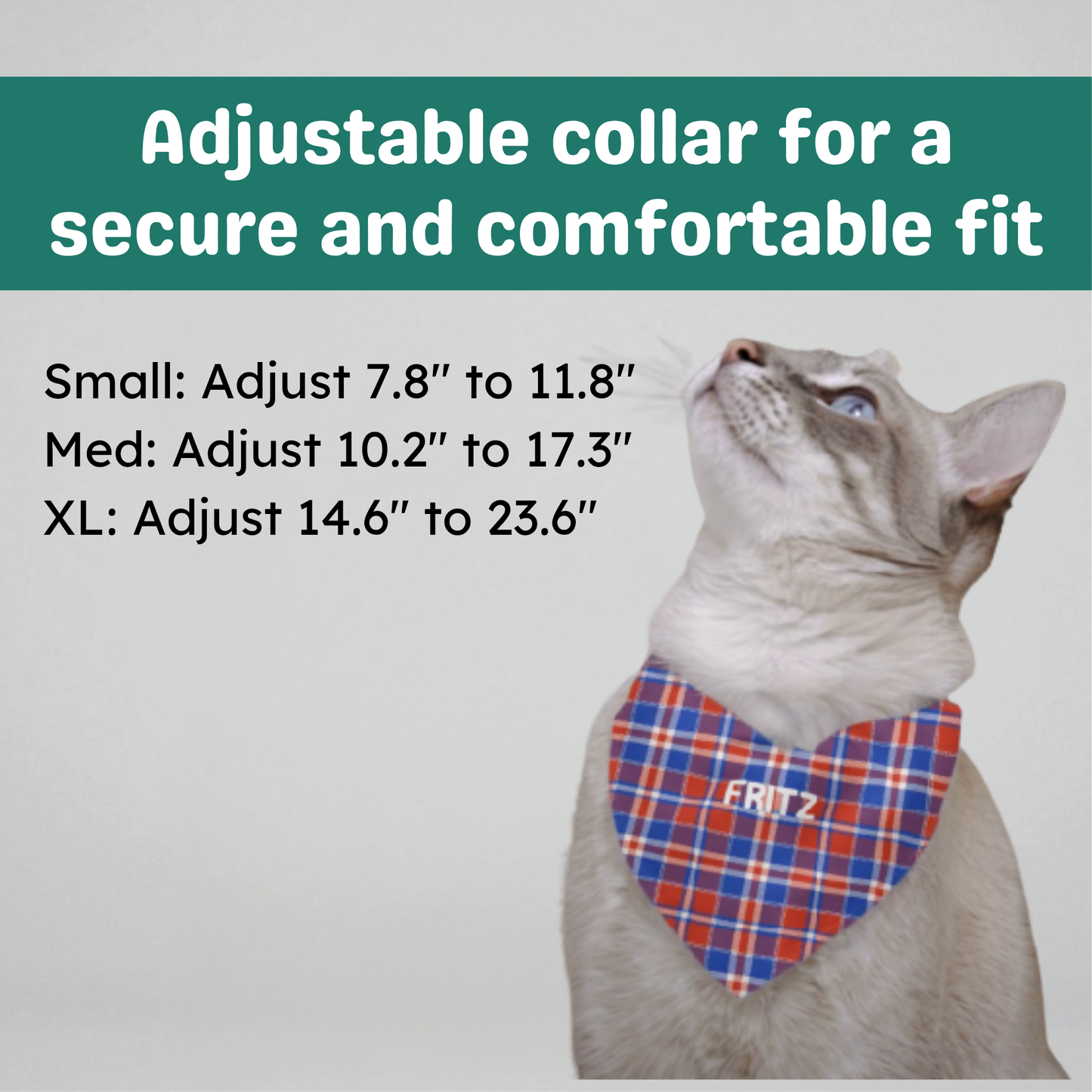 Personalized Clip-on Pet Bandana - Red, White & Blue Plaid