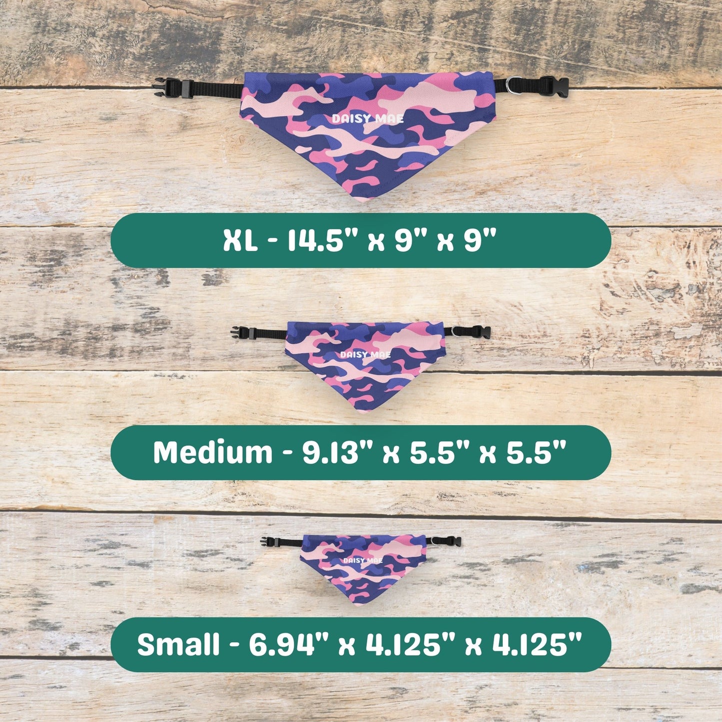 Blue-Pink Camo Personalized Clip-on Pet Bandana