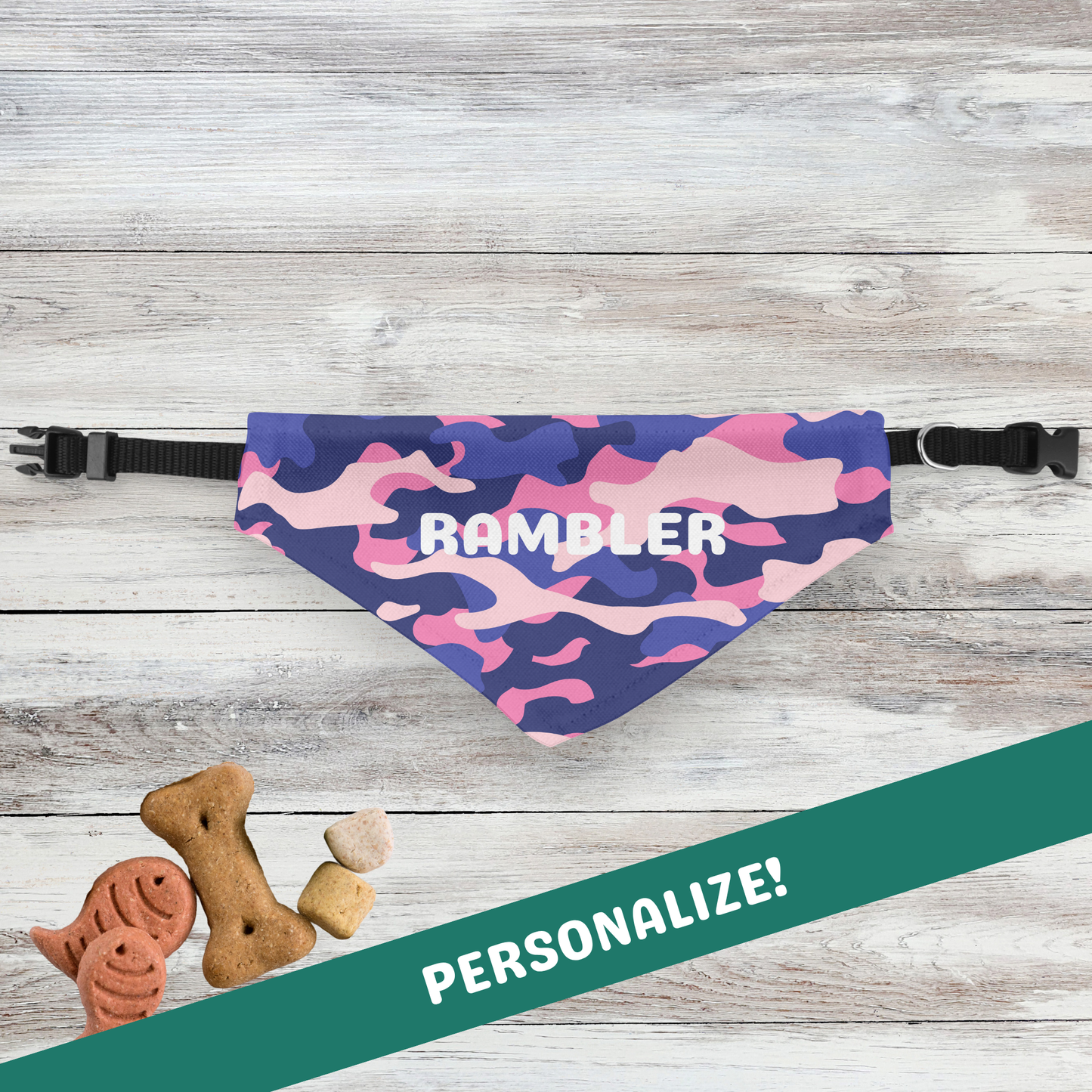 Personalized Clip-on Pet Bandana - Blue-Pink Camo