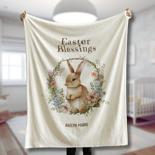 Custom Velveteen Plush Blanket - Easter Blessing