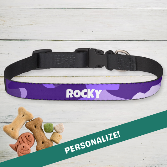 Personalized Clip-on Pet Collar - Purple Camo
