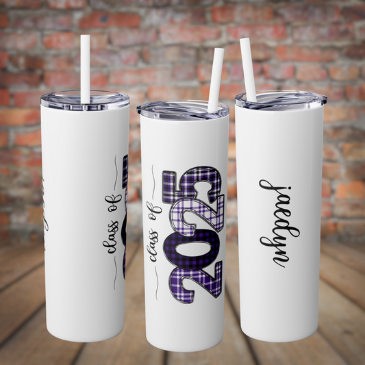Skinny Tumbler with Straw - Purple & Black 2025