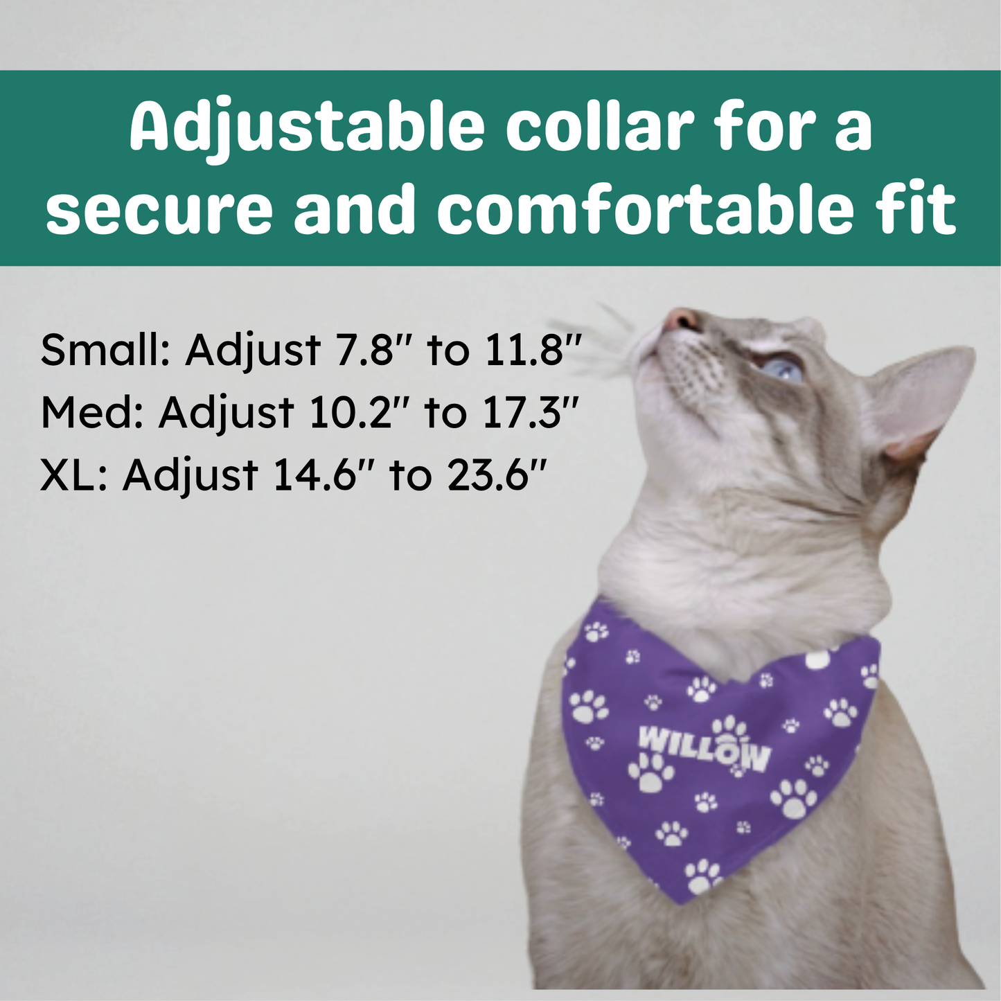 Personalized Clip-on Pet Bandana - Purple with White Paw Prints