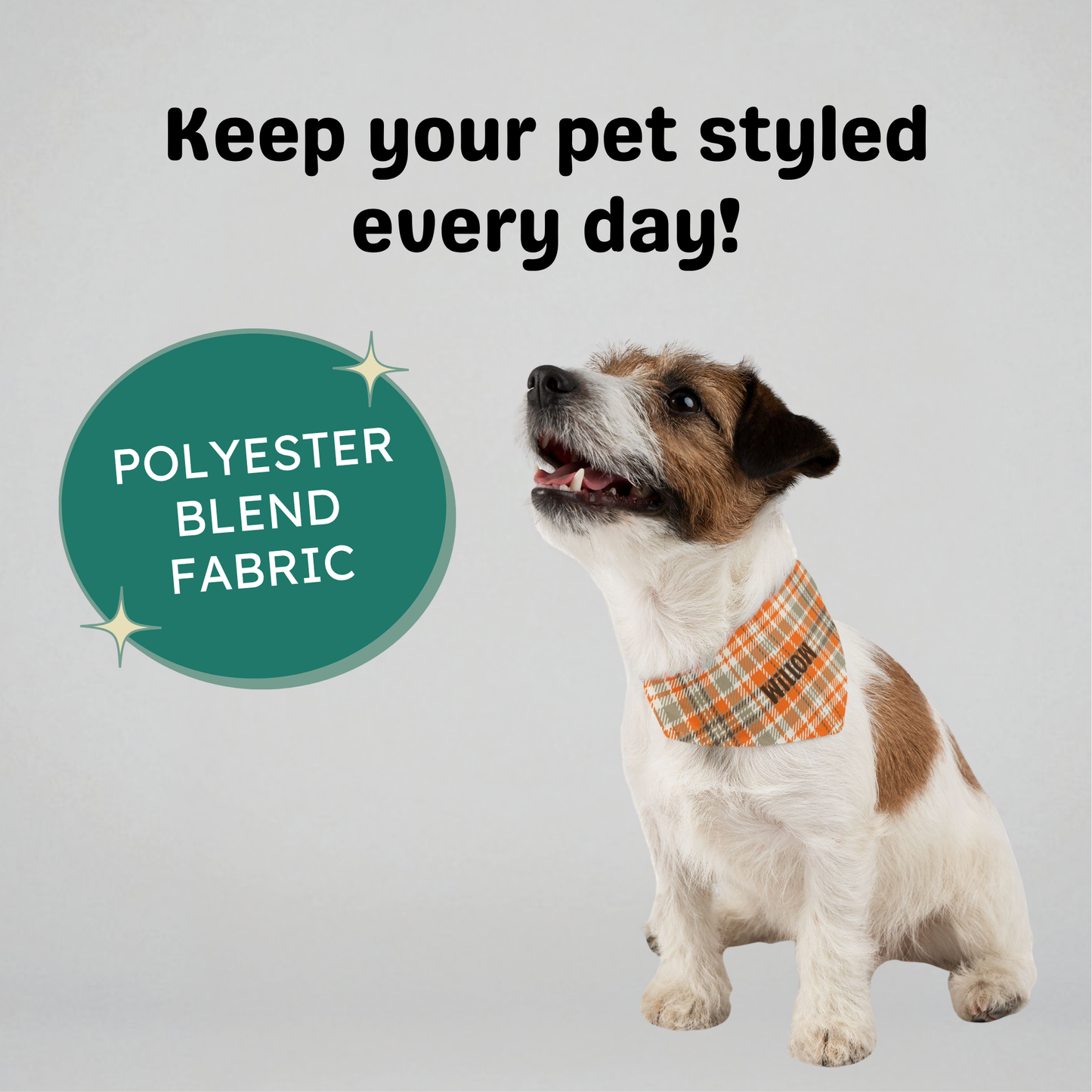 Personalized Clip-on Pet Bandana - Fall Plaid