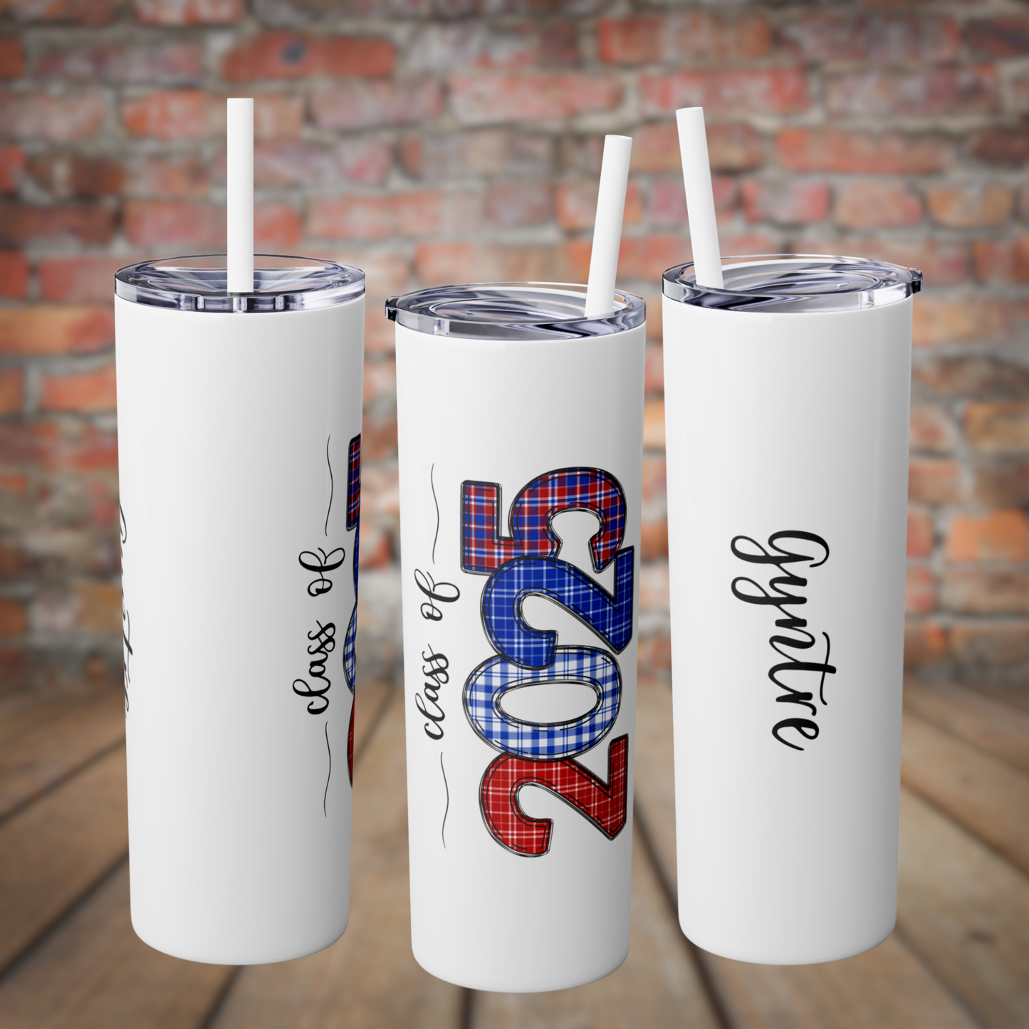 Skinny Tumbler with Straw - Red, White & Blue 2025