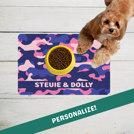 Custom Pet Food Max - Blue Pink Camouflage