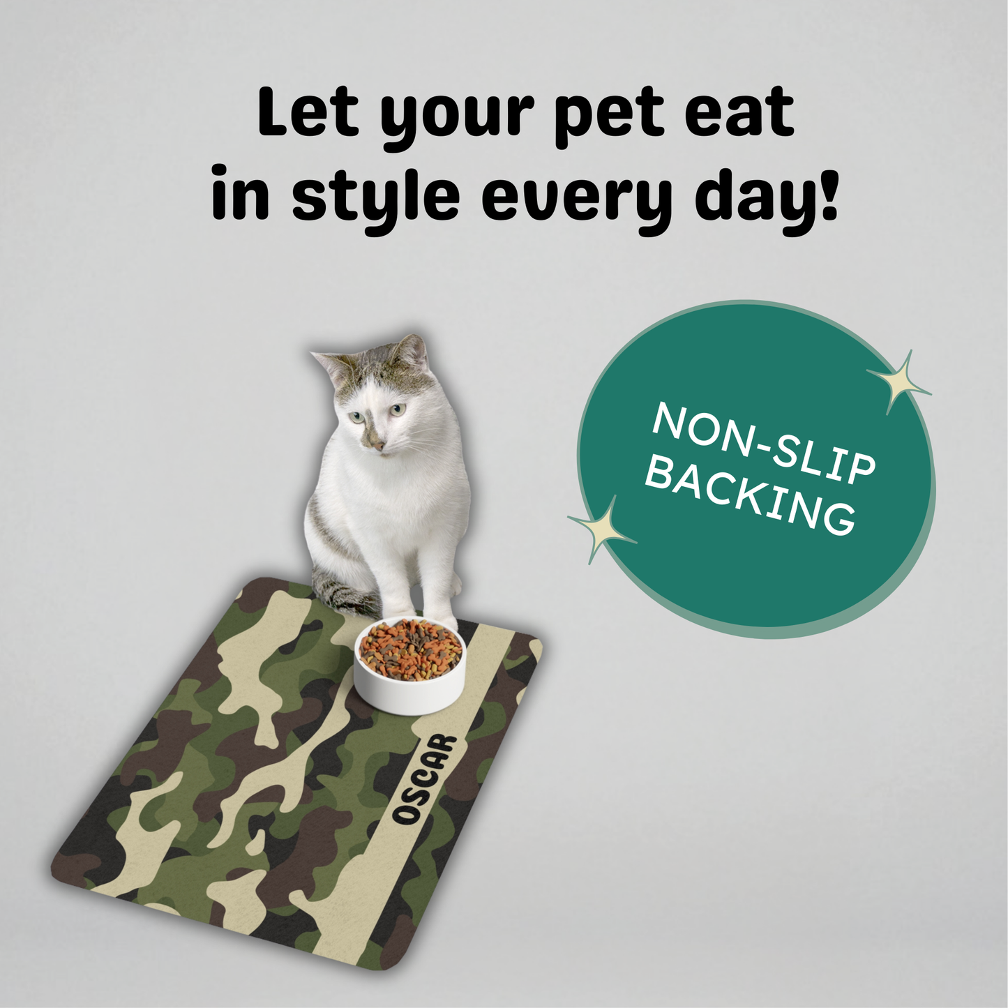 Custom Pet Food Mat - Camouflage