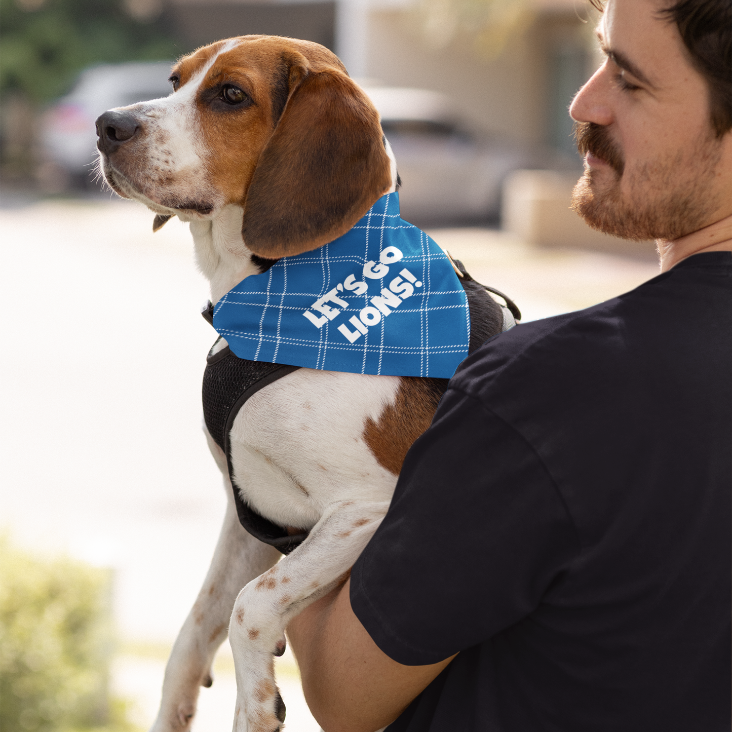Personalized Clip-on Pet Bandana - Azure Blue Tartan