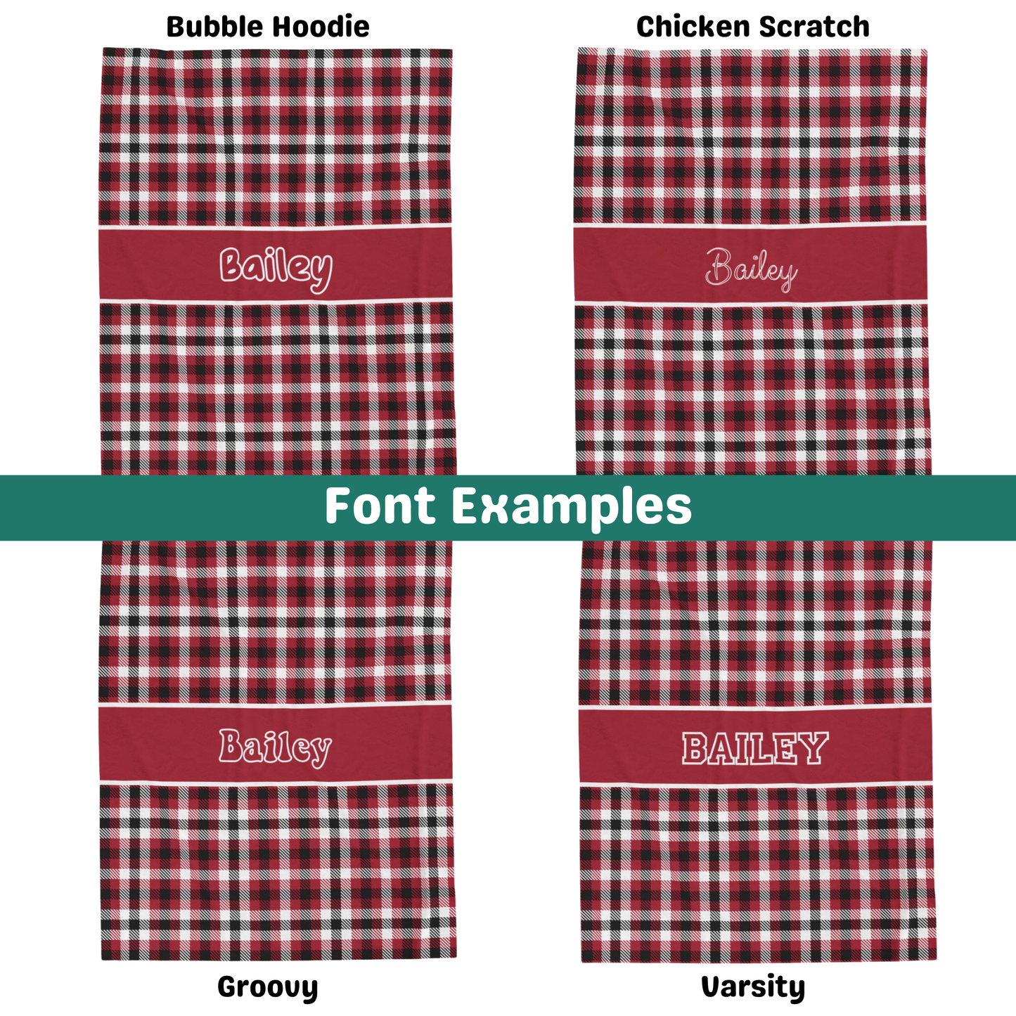 Custom Velveteen Plush Blanket - Crimson Red & Black Plaid