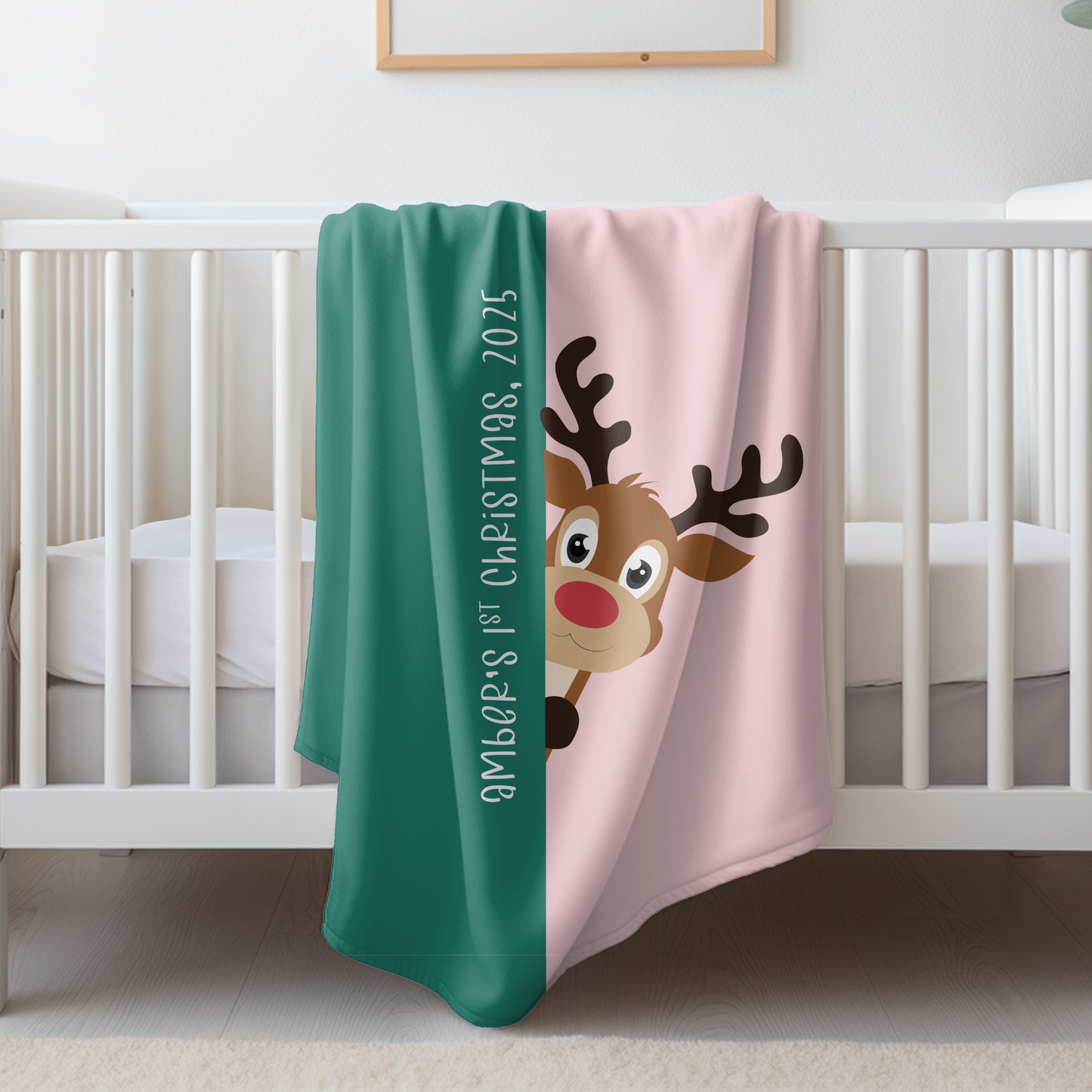 Custom Velveteen Plush Blanket - Dark Azure-Light Pink