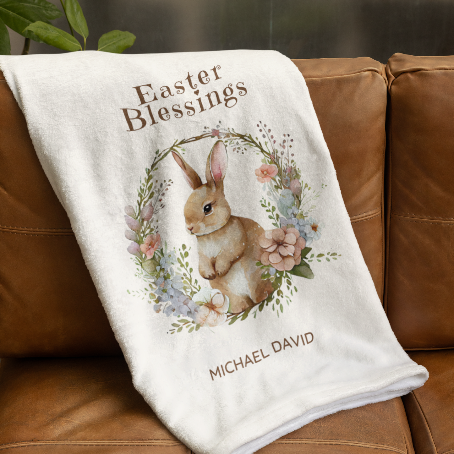 Custom Velveteen Plush Blanket - Easter Blessing