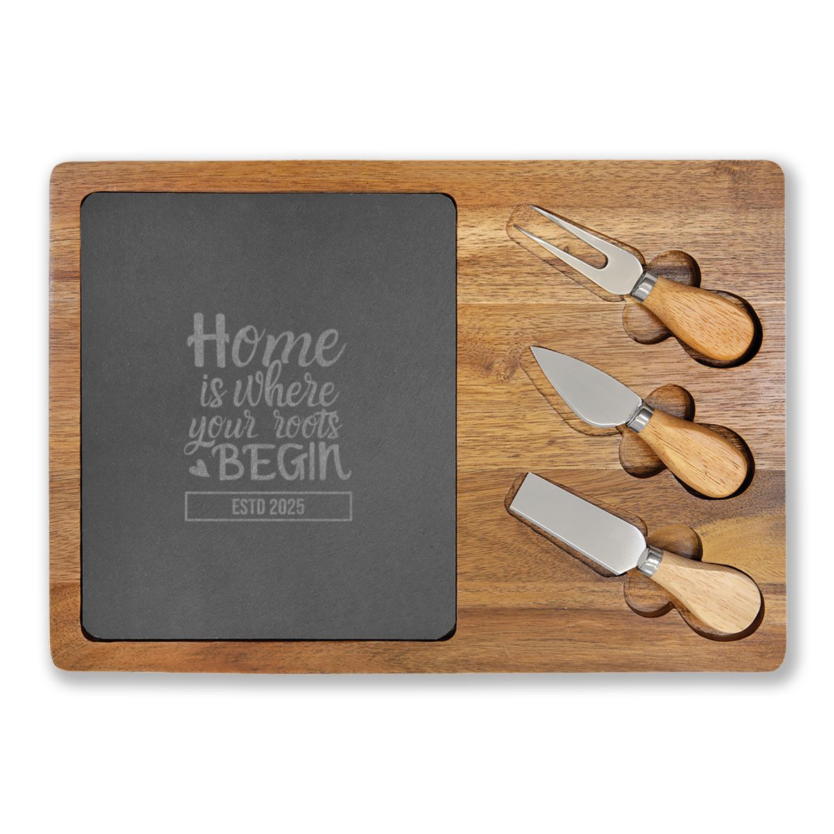 Custom Engraved Charcuterie Board - Home is Where Your Roots Begin