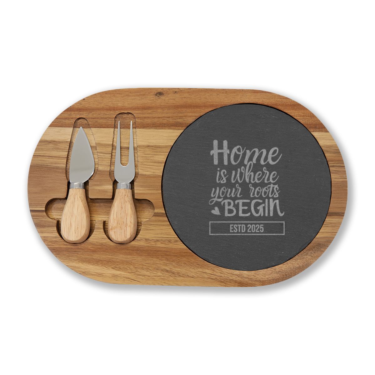 Custom Engraved Charcuterie Board - Home is Where Your Roots Begin