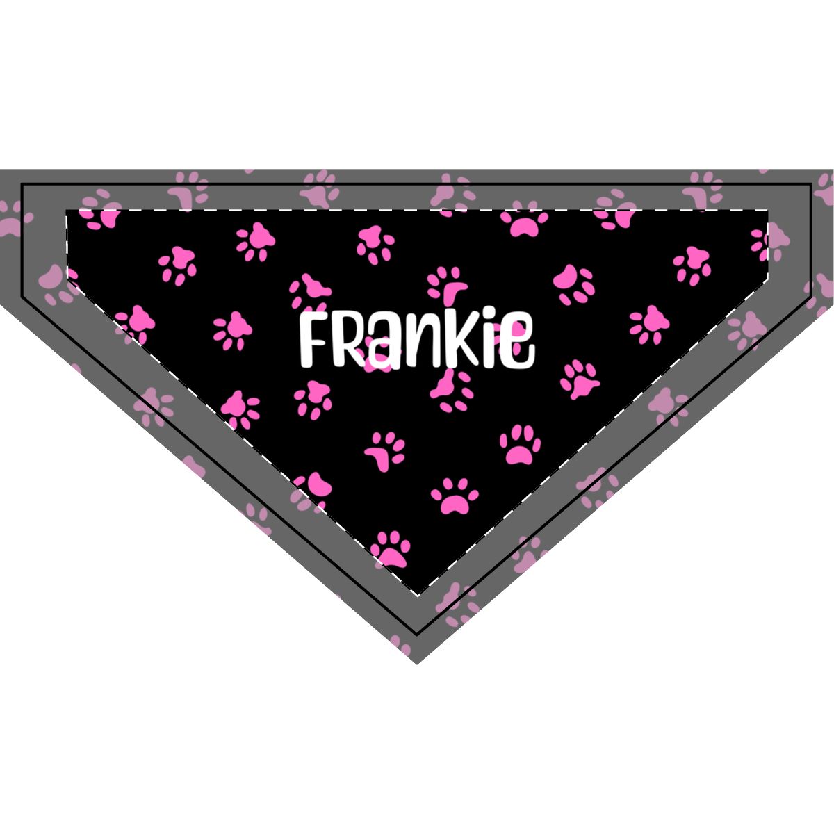 Personalized Clip-on Pet Bandana - Black with Pink Paw Prints