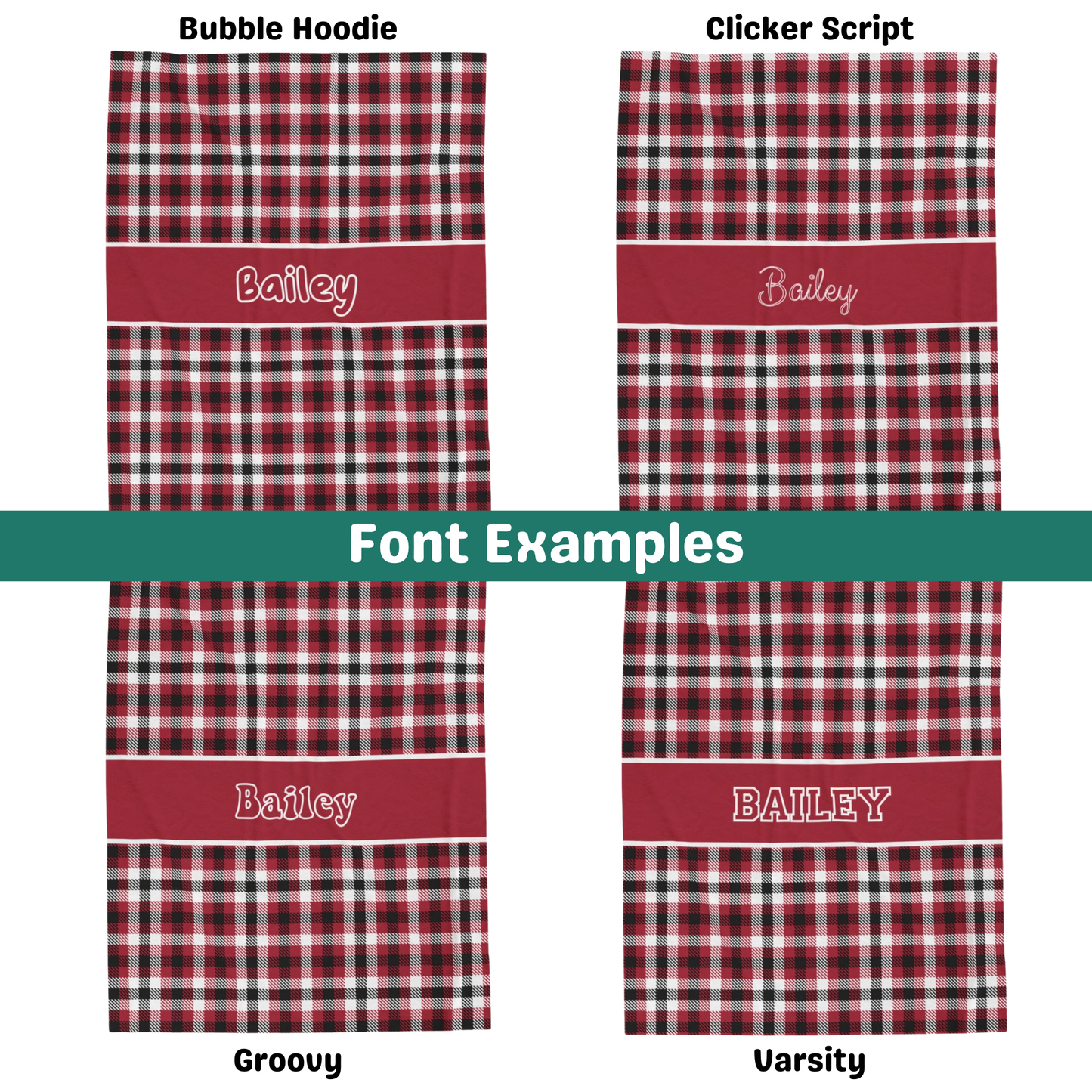 Custom Velveteen Plush Blanket - Crimson Red & Black Plaid