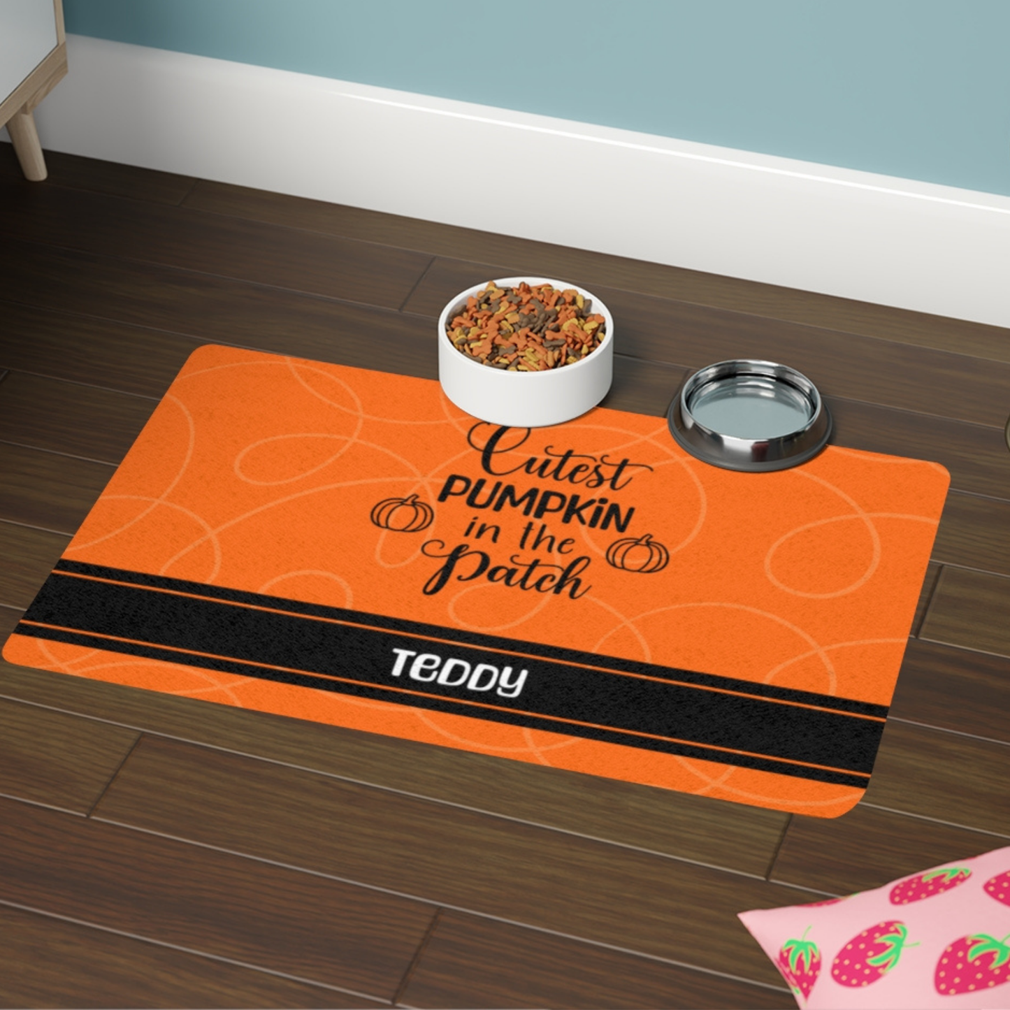 Custom Pet Food Mat - Cutest Pumpkin in the Patch
