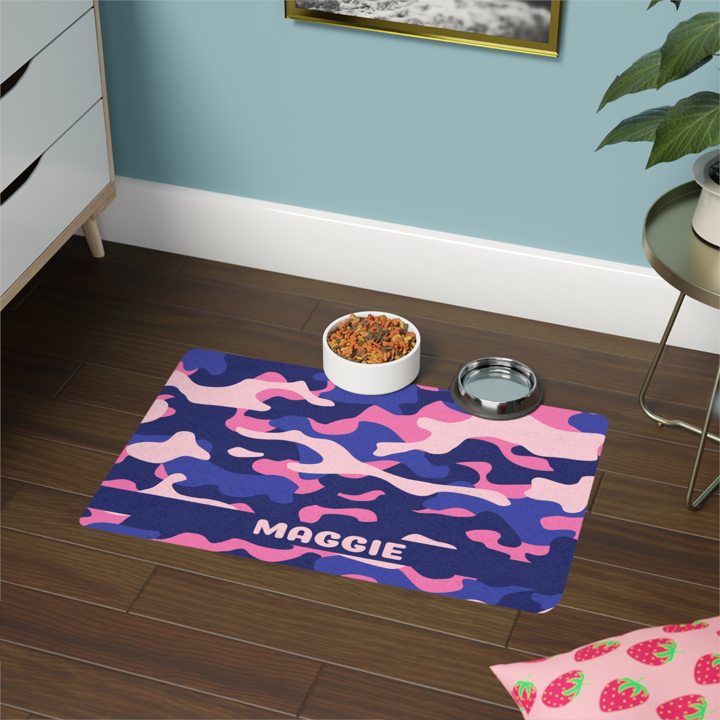 Custom Pet Food Max - Blue Pink Camouflage