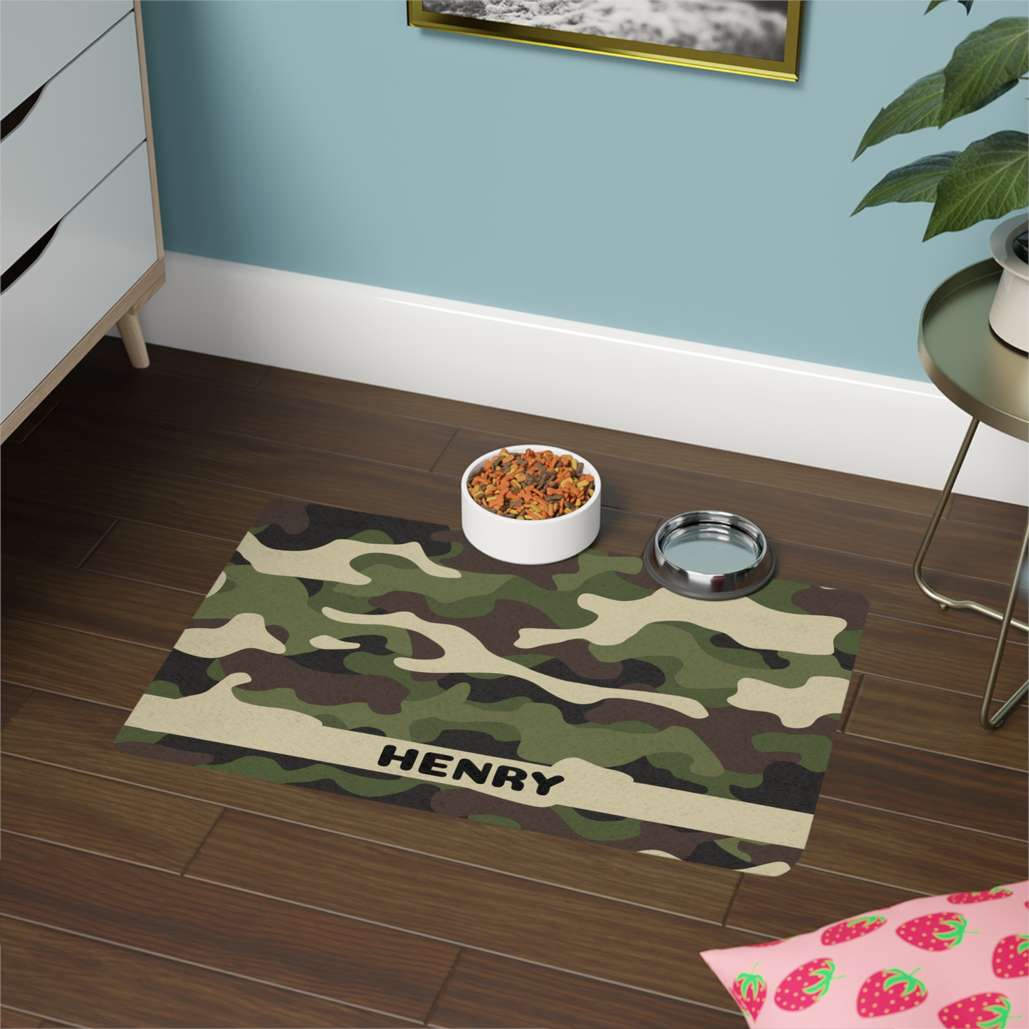 Custom Pet Food Mat - Camouflage