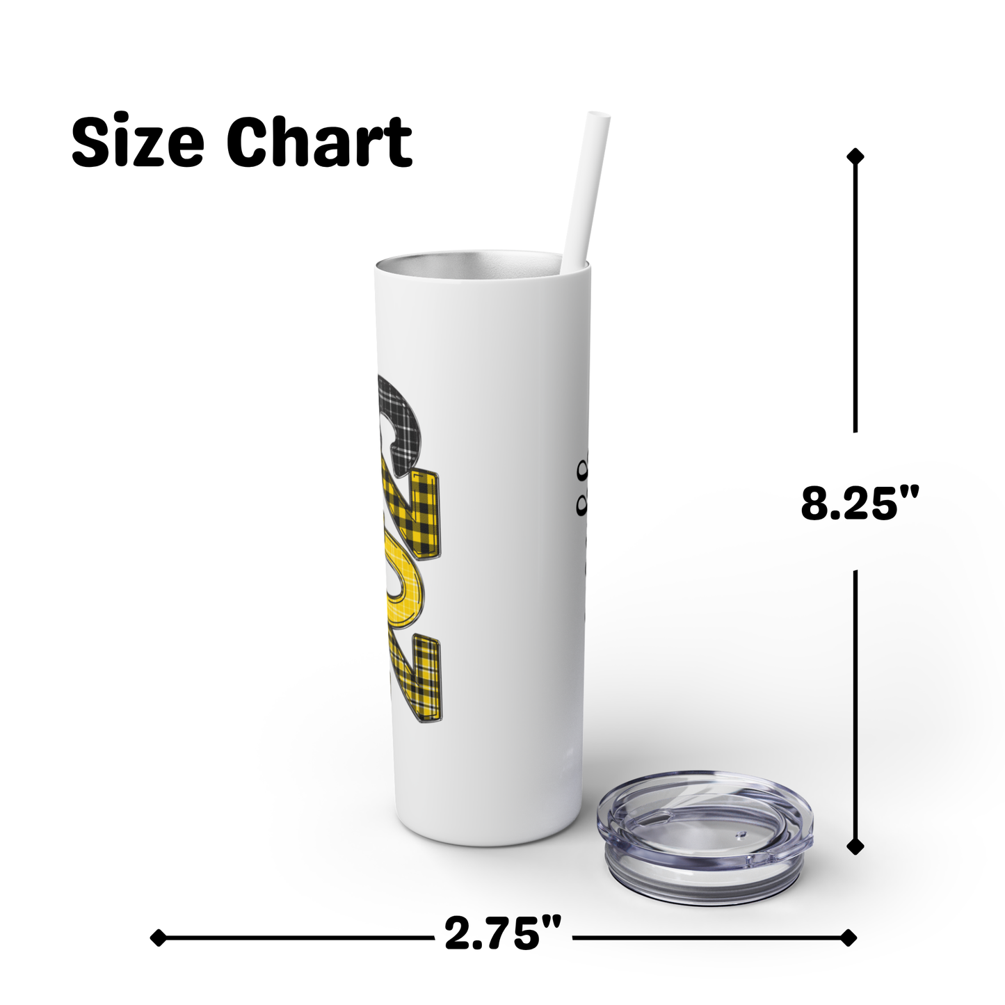 Skinny Tumbler with Straw - Black & Yellow 2025