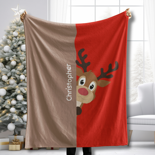 Custom Velveteen Plush Blanket - Earthy Brown-Vivid Red