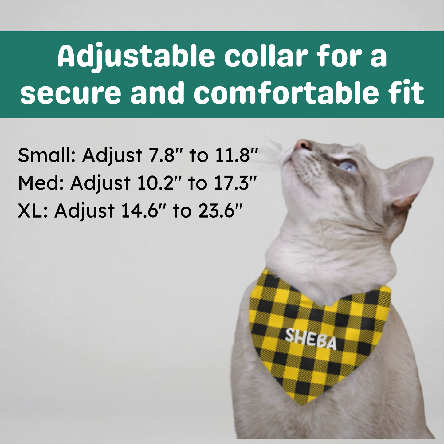 Personalized Clip-on Pet Bandana - Black & Yellow Plaid