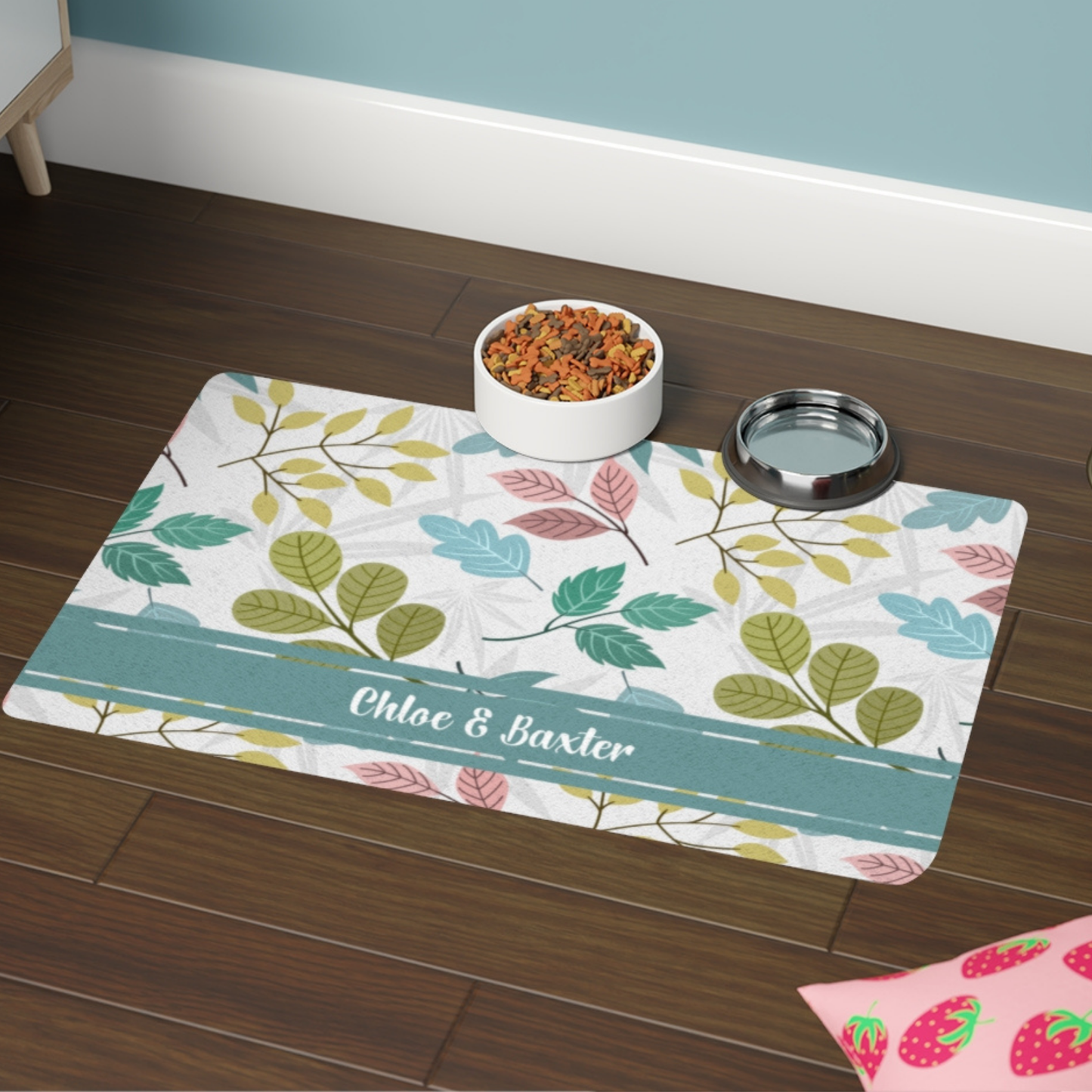 Custom Pet Food Mat - Whispering Leaves