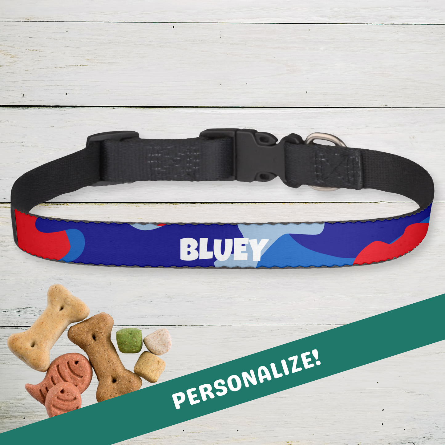 Clip-on Pet Collar - Blue-Red Camo