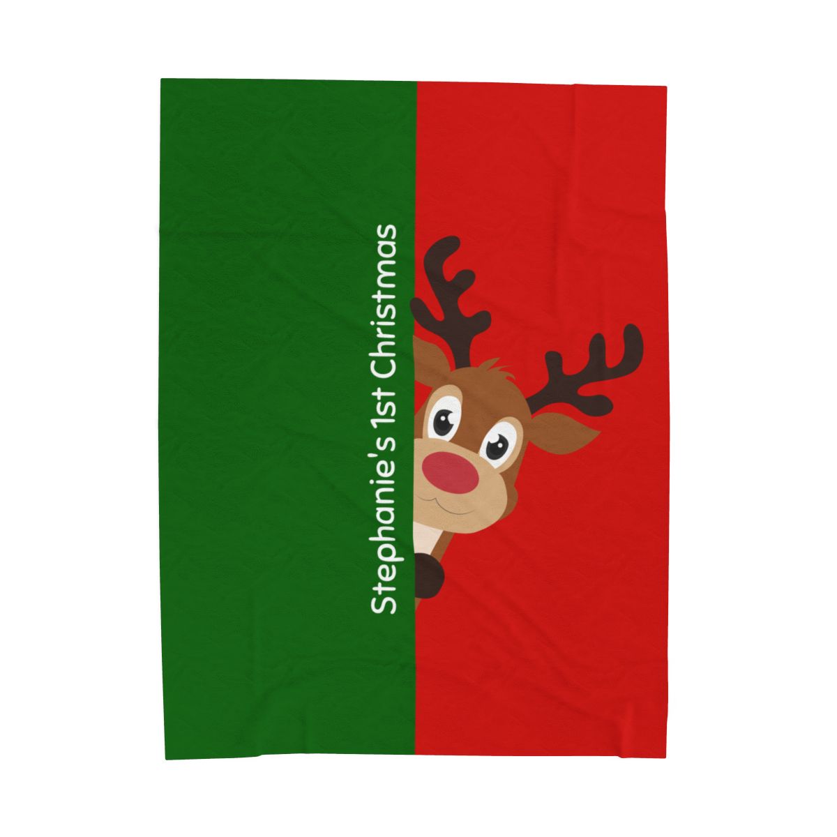 Custom Velveteen Plush Blanket - Christmas Green-Vivid Red