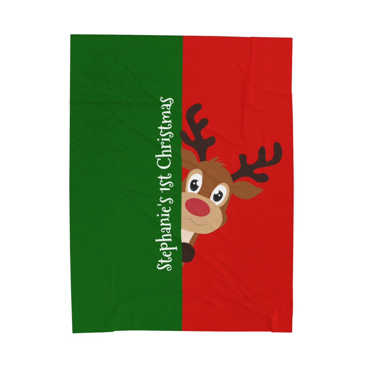 Custom Velveteen Plush Blanket - Christmas Green-Vivid Red
