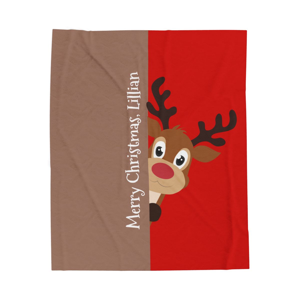 Custom Velveteen Plush Blanket - Earthy Brown-Vivid Red