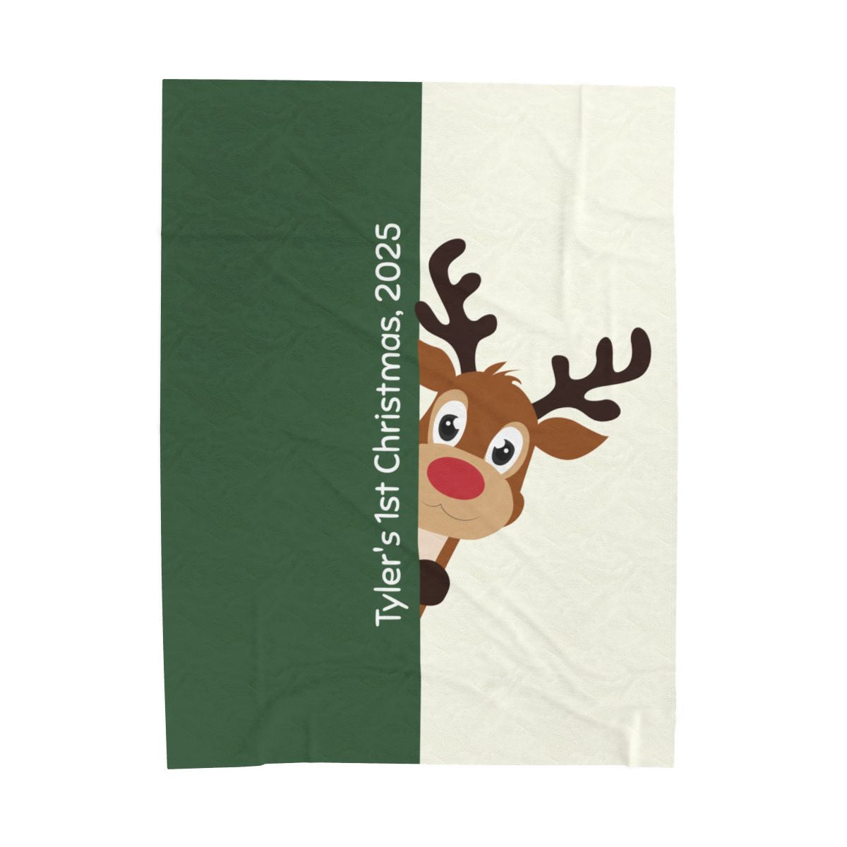 Custom Velveteen Plush Blanket - Gray Green-Ivory