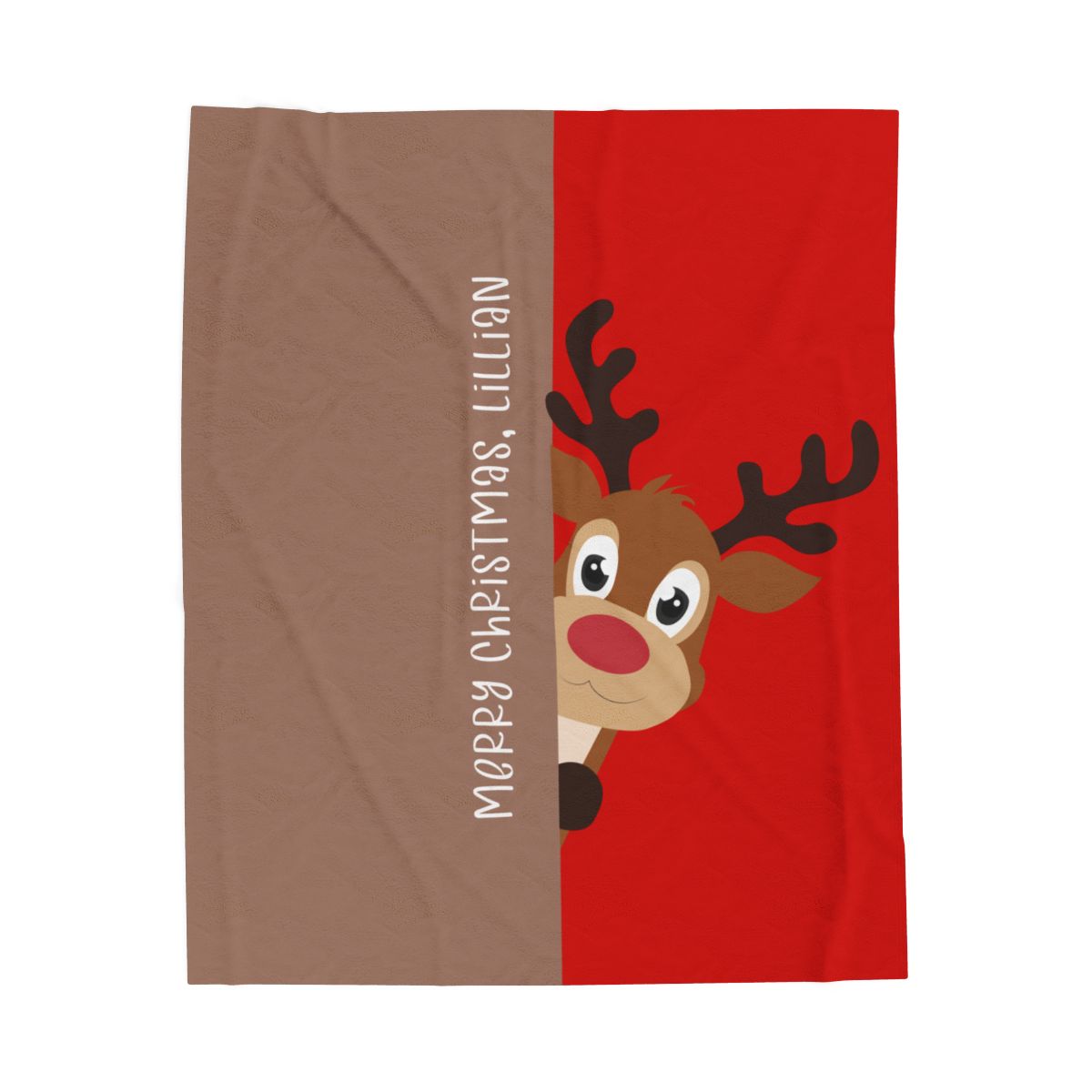 Custom Velveteen Plush Blanket - Earthy Brown-Vivid Red