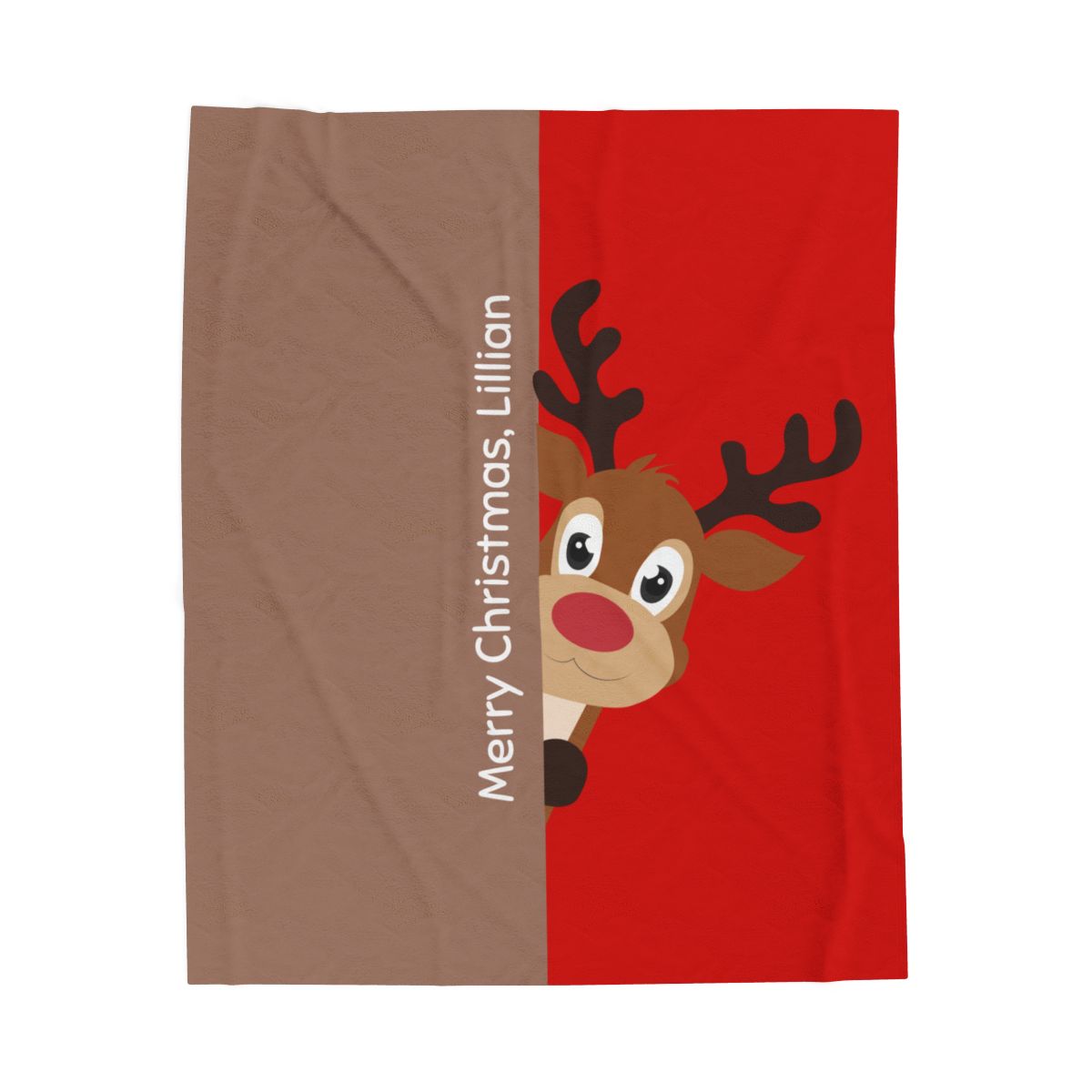 Custom Velveteen Plush Blanket - Earthy Brown-Vivid Red