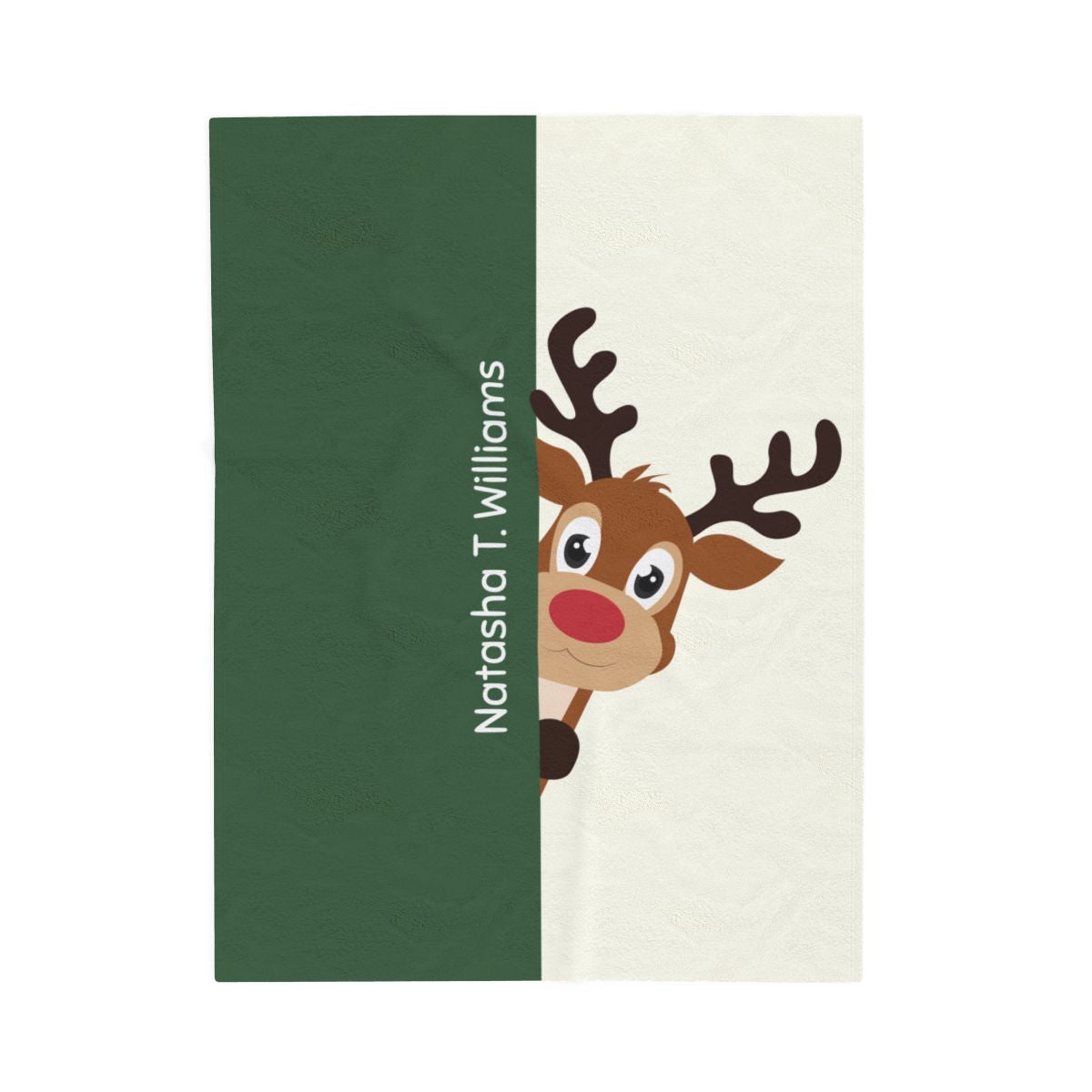Custom Velveteen Plush Blanket - Gray Green-Ivory