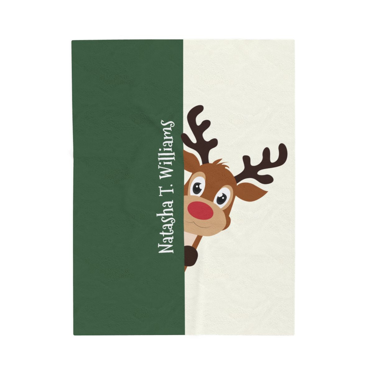 Custom Velveteen Plush Blanket - Gray Green-Ivory