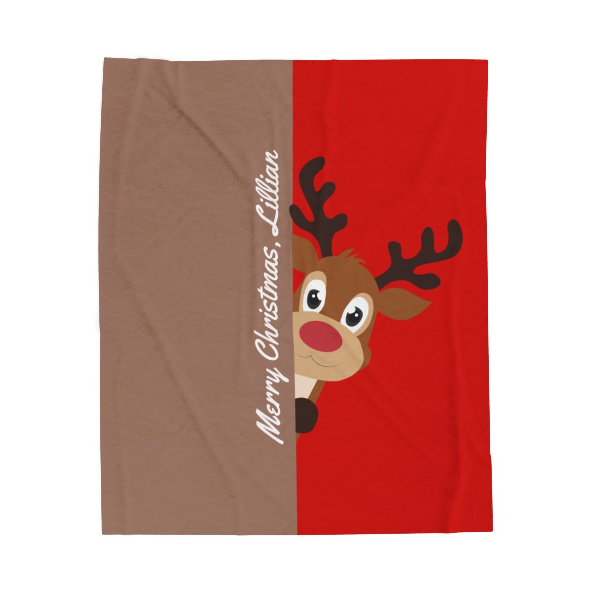 Custom Velveteen Plush Blanket - Earthy Brown-Vivid Red