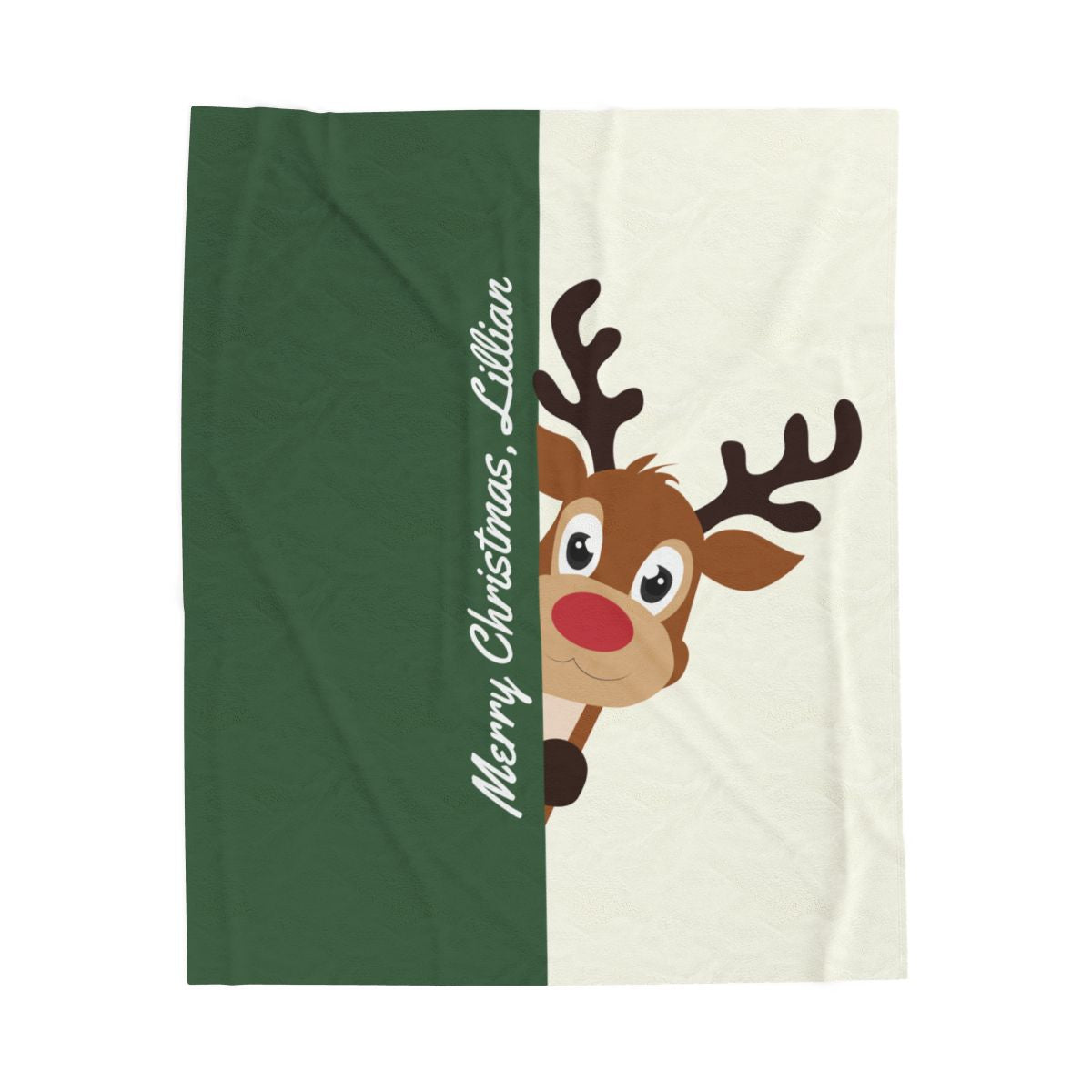 Custom Velveteen Plush Blanket - Gray Green-Ivory